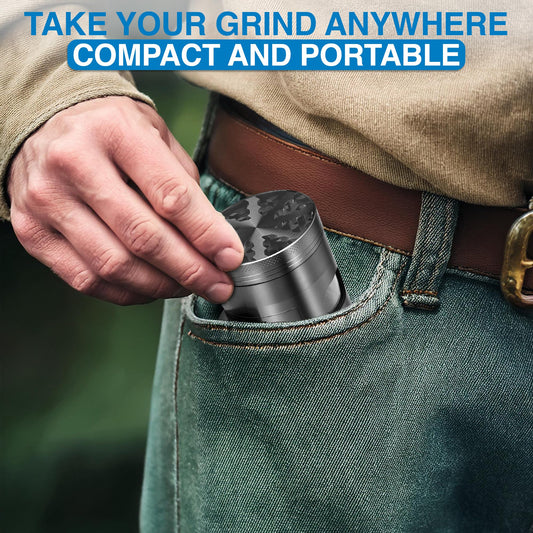 4-Piece spice Grinder, 2.7 Inch, Heavy-Duty Aluminum, (grey-metallic)