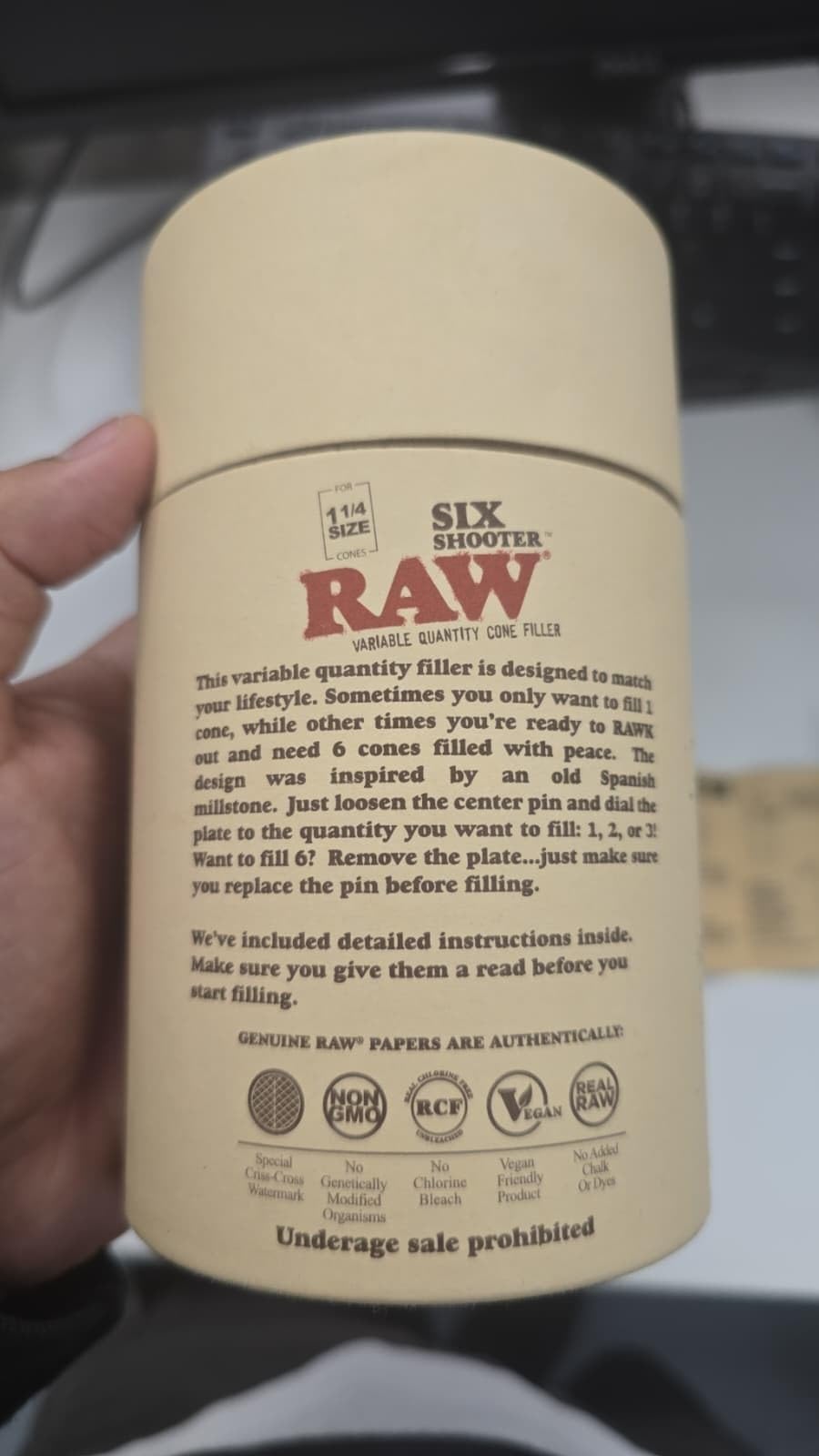 RAW Six Shooter for 1 1/4 Sized Cones | Cone Loader Filling Device | Fills 1,2,3, or 6 Cones at a Time!