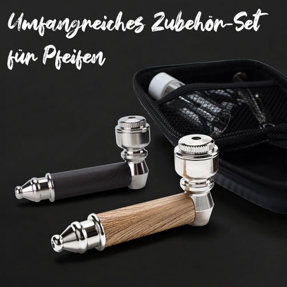 Metal Tobacco Pipe Set with Travel Case