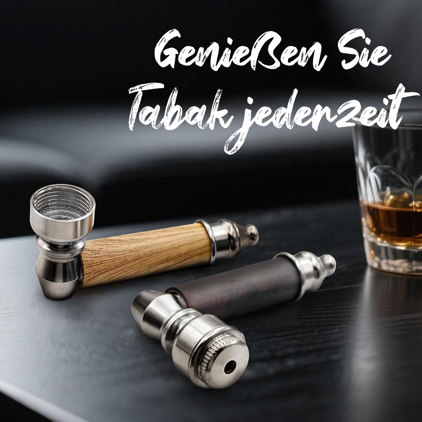 Metal Tobacco Pipe Set with Travel Case