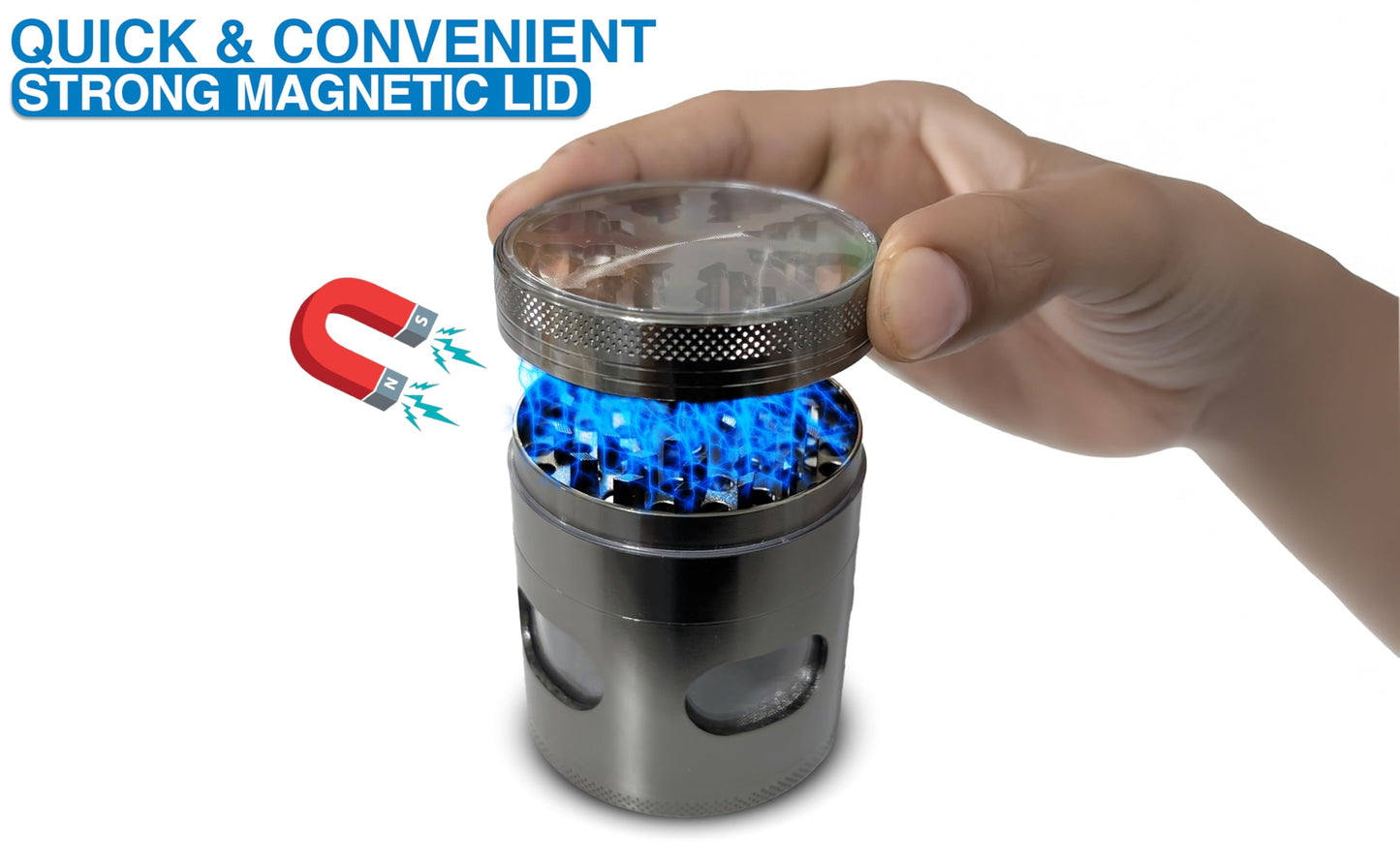 4-Piece spice Grinder, 2.7 Inch, Heavy-Duty Aluminum, (grey-metallic)