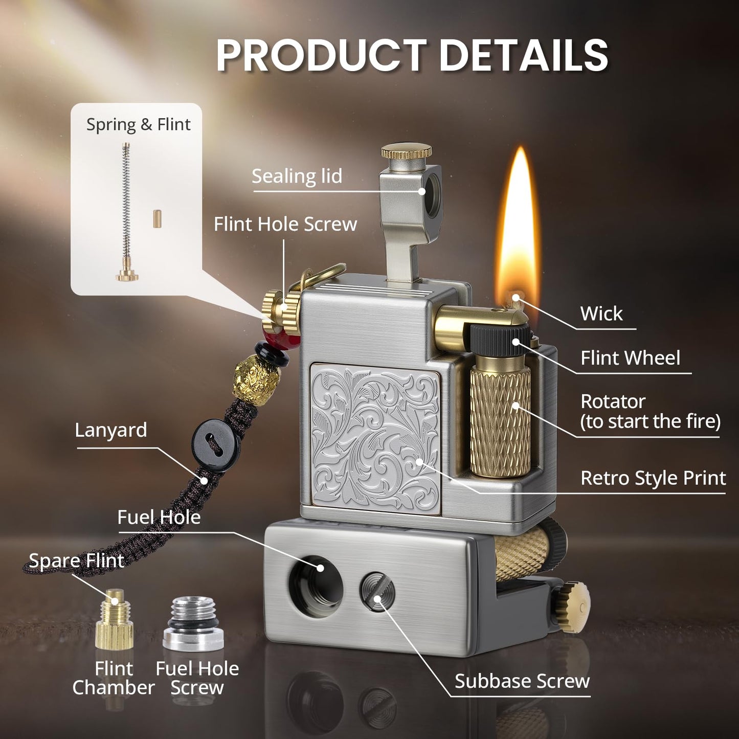 Antique-Style Refillable Wick Lighter