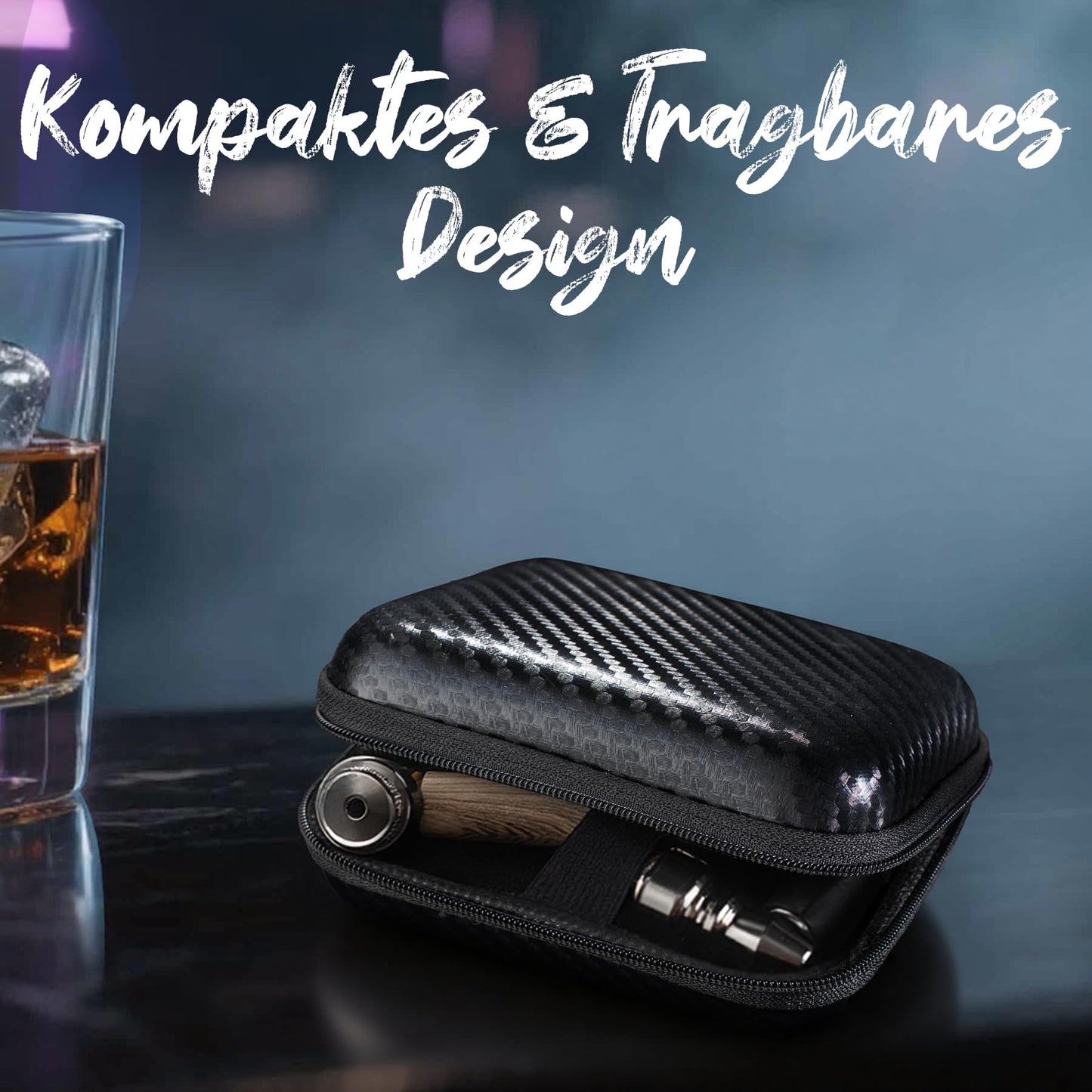 Metal Tobacco Pipe Set with Travel Case