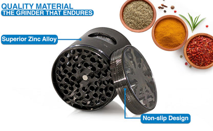 4-Piece spice Grinder, 2.7 Inch, Heavy-Duty Aluminum, (grey-metallic)
