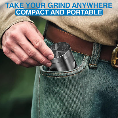 4-Piece spice Grinder, 2.7 Inch, Heavy-Duty Aluminum, (grey-metallic)